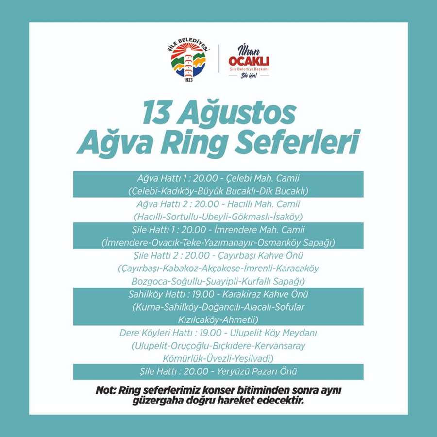 Şile'de Yaz Boyu Festival Ring Seferleri-13 Ağustos