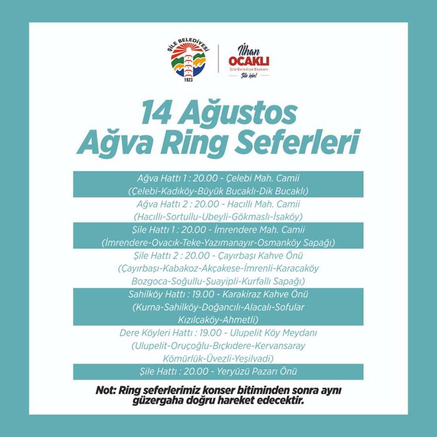 Şile'de Yaz Boyu Festival Ring Seferleri-14 Ağustos
